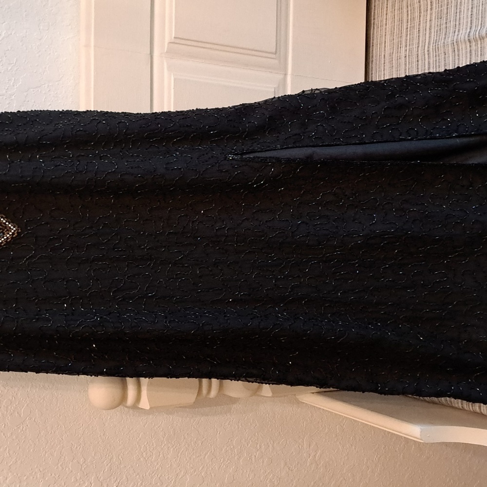 Vintage Laurence Kazar sequin beaded Dress Womens Size Small  Black Formal Maxi - Picture 4 of 15